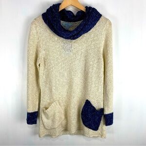 River Crochet Knit Colorblock‎ Cowlneck Pullover Sweater Shirt Top Size XS (NWT)